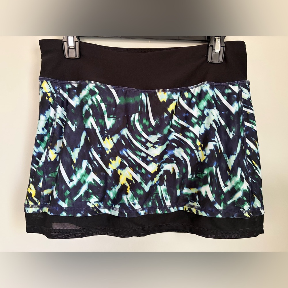 Spalding Black Skort with Green, Blue & Yellow Abstract Print